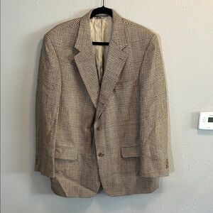 Vintage Brooks Brothers Wool Blazer Plaid Beige 43R‎